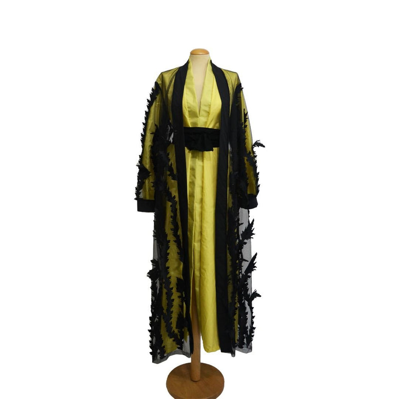 Belle Yellow & Black  cotton luxury abaya