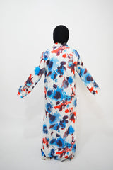 belle blue flowers cotton luxury abaya