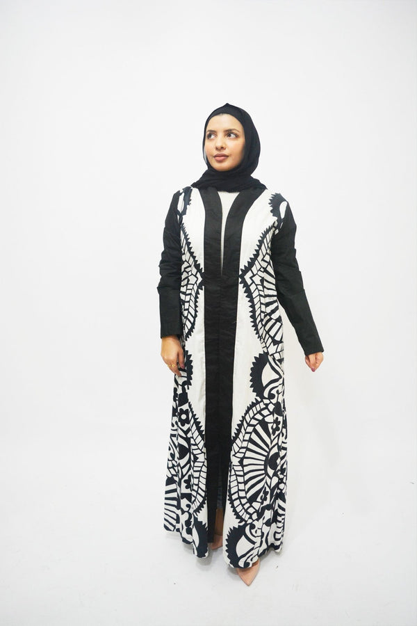 Belle Black & White cotton luxury abaya