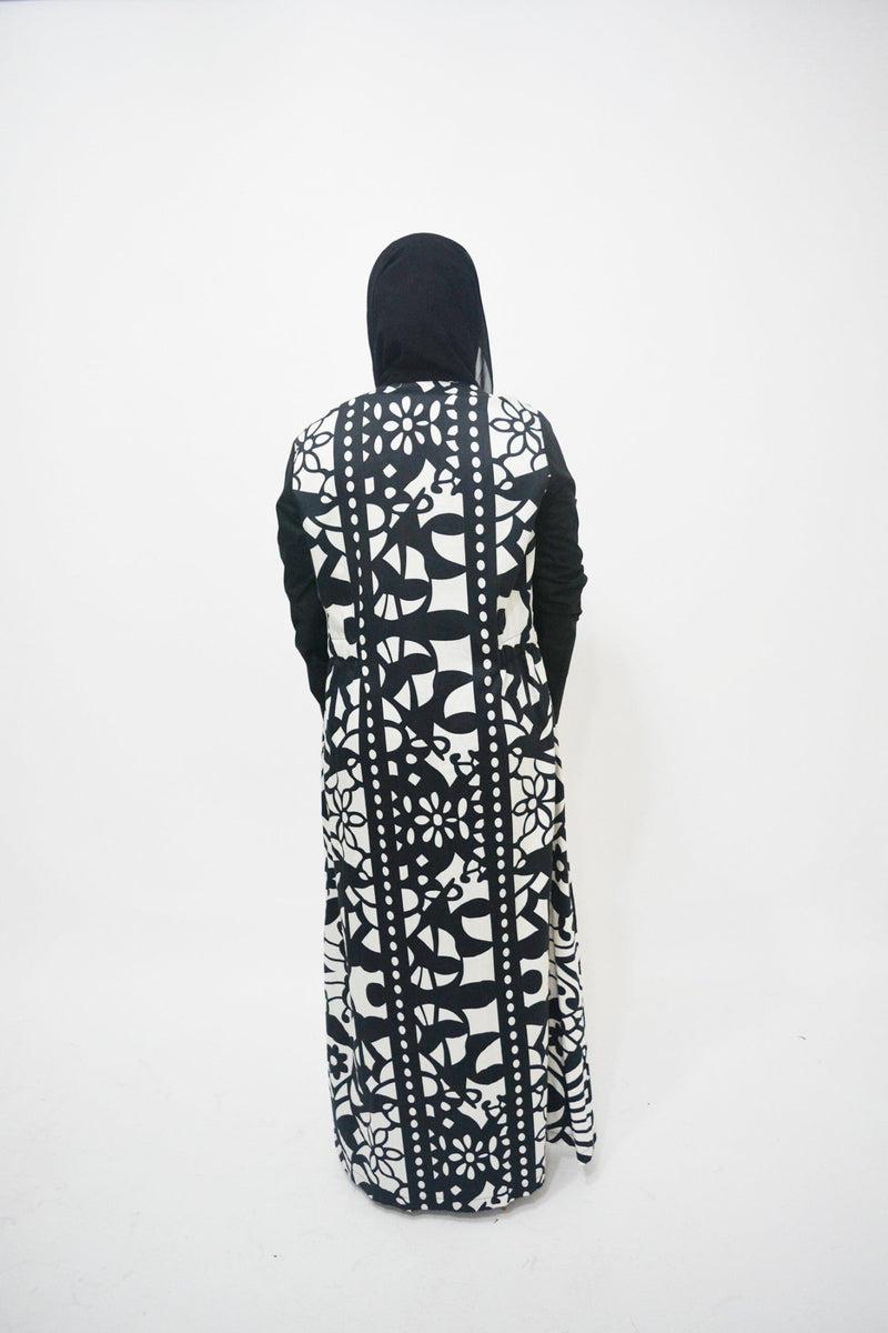 Belle Black & White cotton luxury abaya