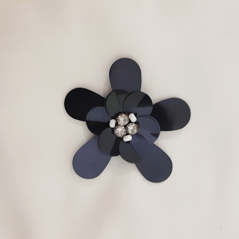 Black Multi Flower accessories for abaya