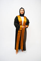 Bloom Black & Orange luxury abaya