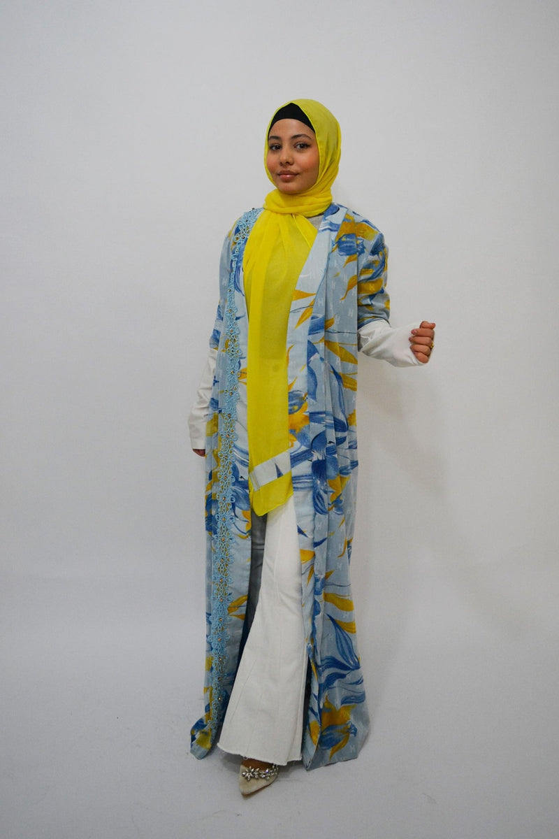 Bouny Sky Blue cotton luxury abaya