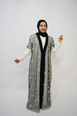 Bouny Black with Leather cotton luxury abaya