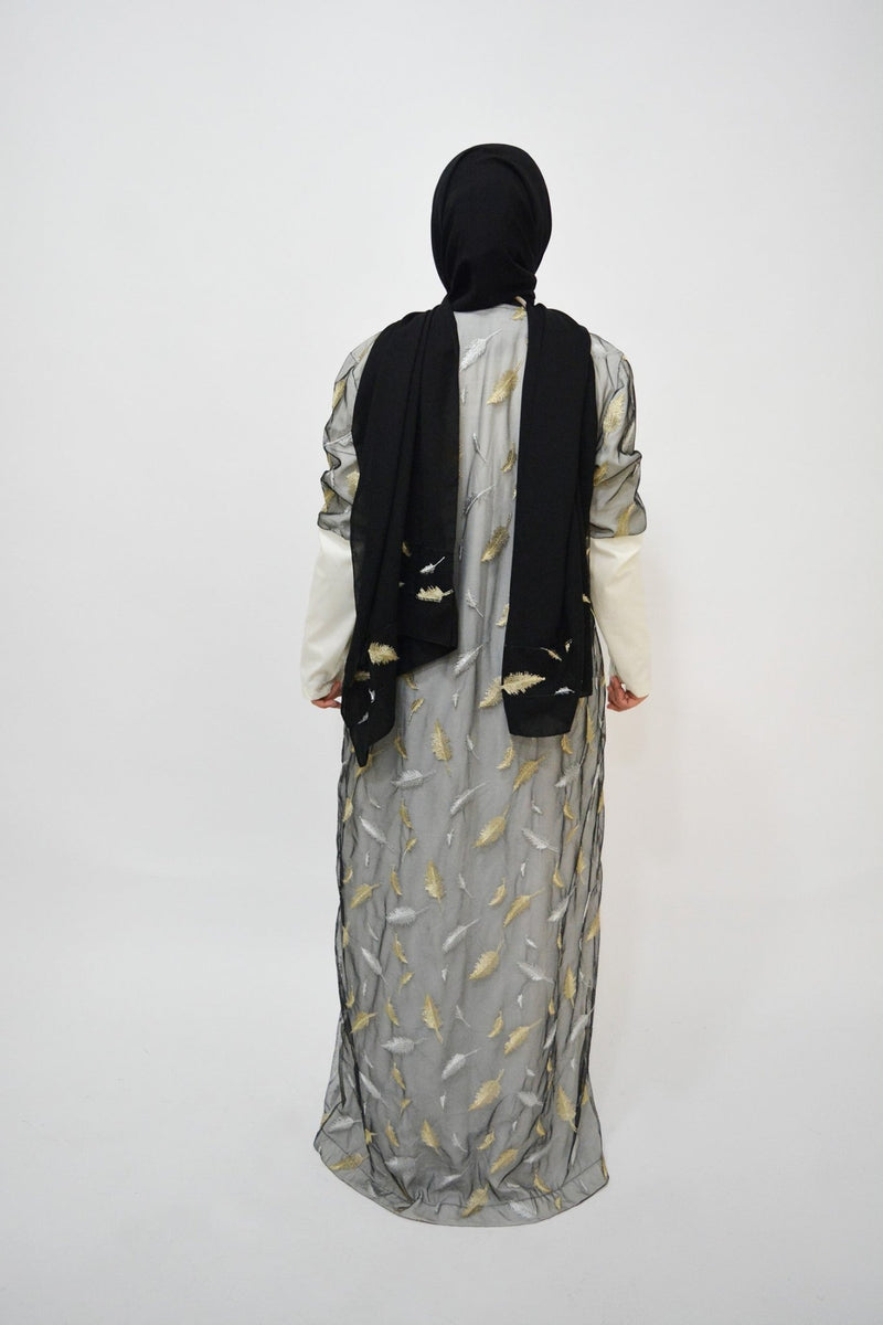 Bouny Black with Leather cotton luxury abaya