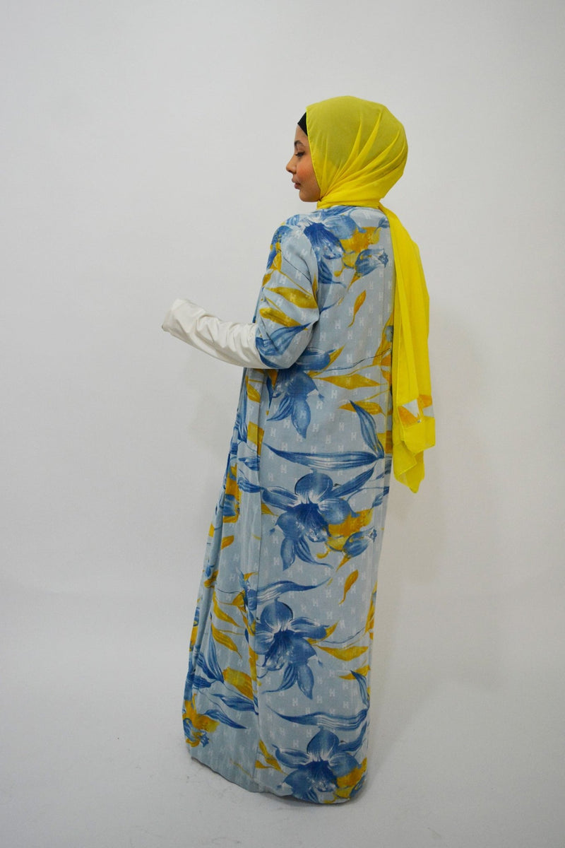 Bouny Sky Blue cotton luxury abaya