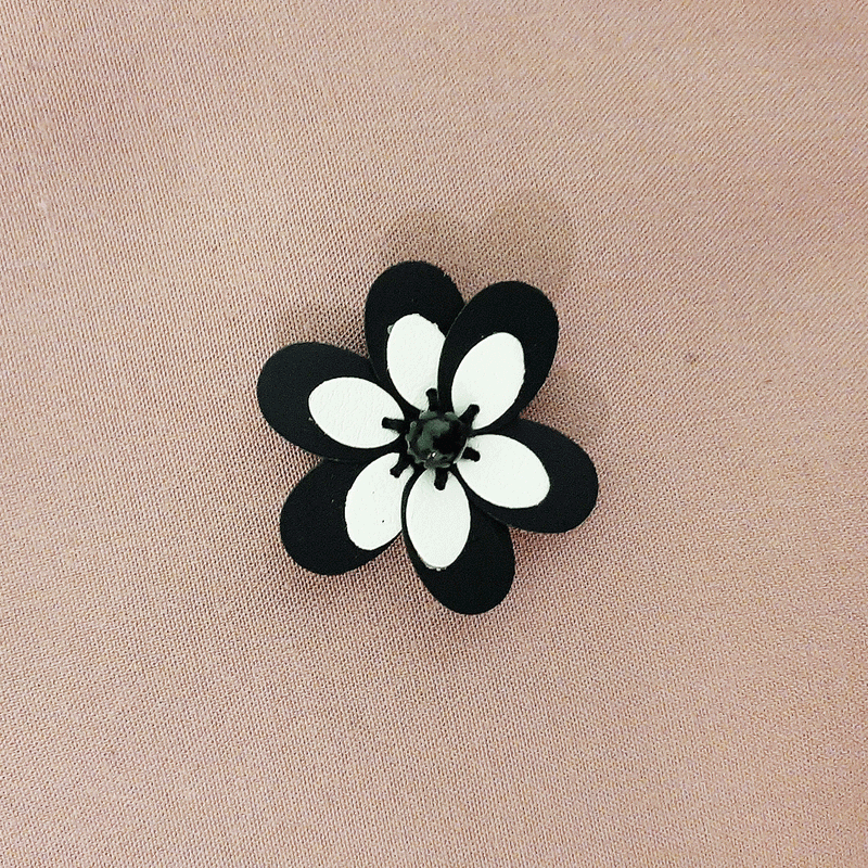 black and white leather flower accessories for abaya