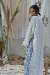 Cotton Embroidery Blue luxury abaya