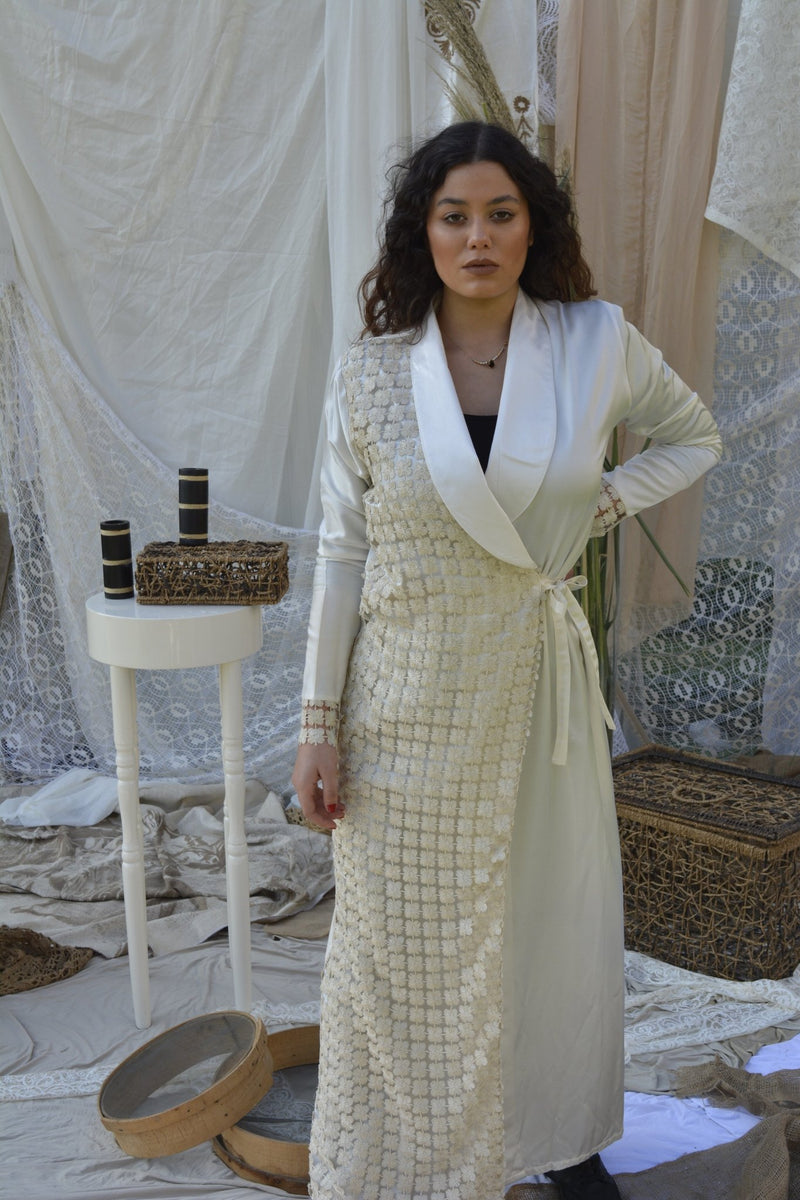 Dressy Off-White luxury abaya