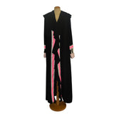 Fluffy Black with Pink luxury abaya