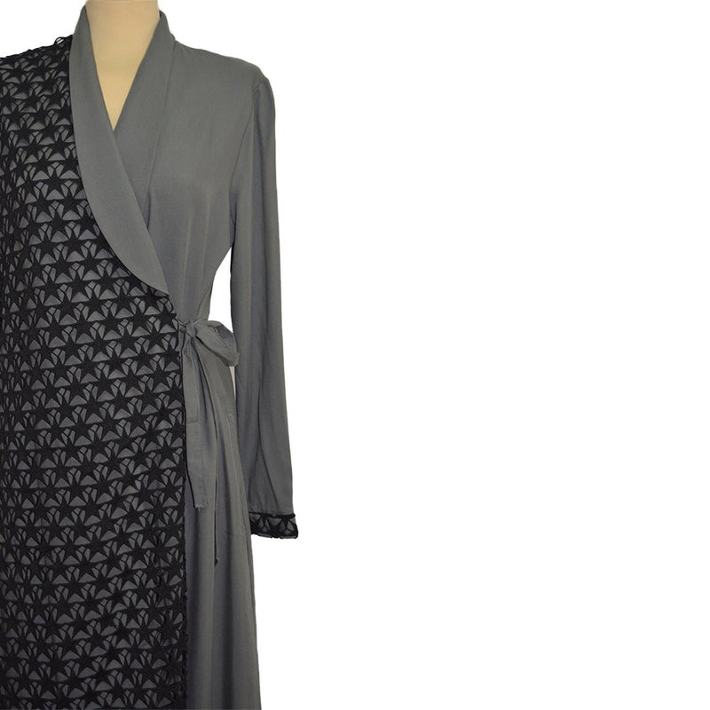 Thick Viscose Grey with Black luxury abaya