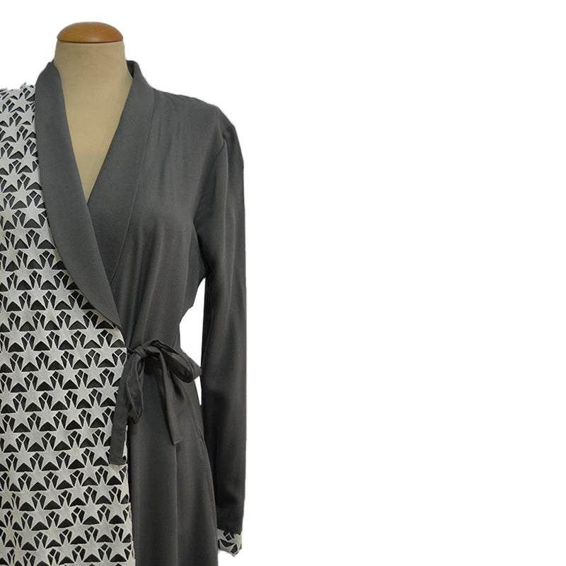 Thick Viscose Grey with White luxury abaya