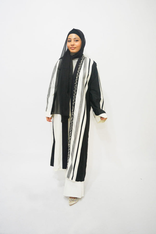 Kimos Black & White luxury abaya