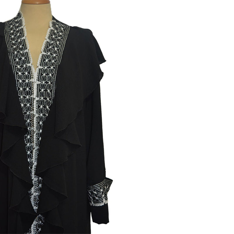 Nighty Black White Lace luxury abaya