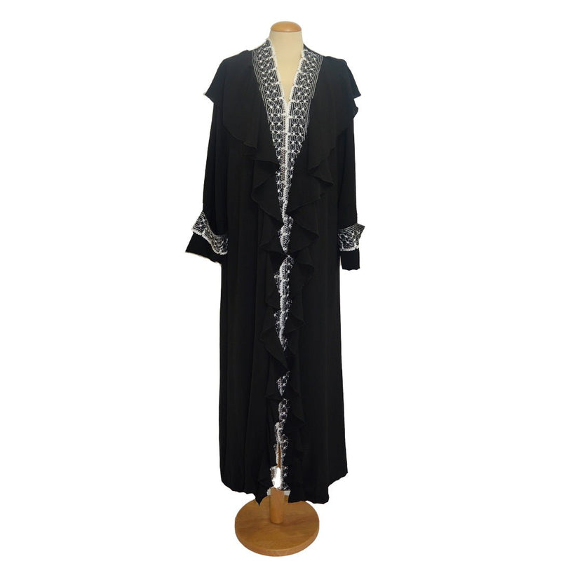 Nighty Black White Lace luxury abaya